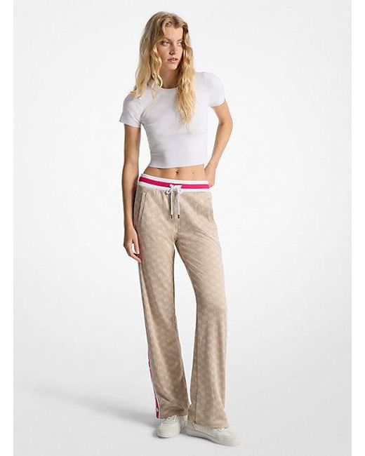 美品　theredthread S logo knit pants micro Michael Kors Logo Jacquard Knit Side-Snap Track Pants in