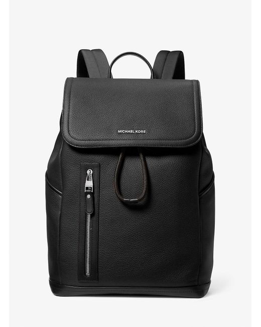 Michael Kors Black Mk Hudson Pebbled Leather Utility Backpack for men