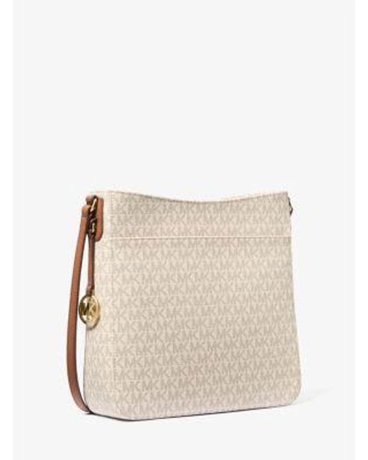 Michael Kors White Jet Set Travel Large Logo Messenger Bag