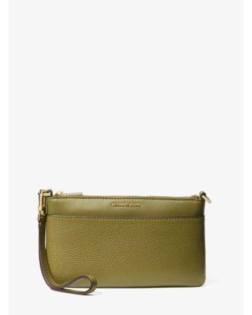 Michael Kors Green Jet Set Medium Pebbled Leather Wristlet
