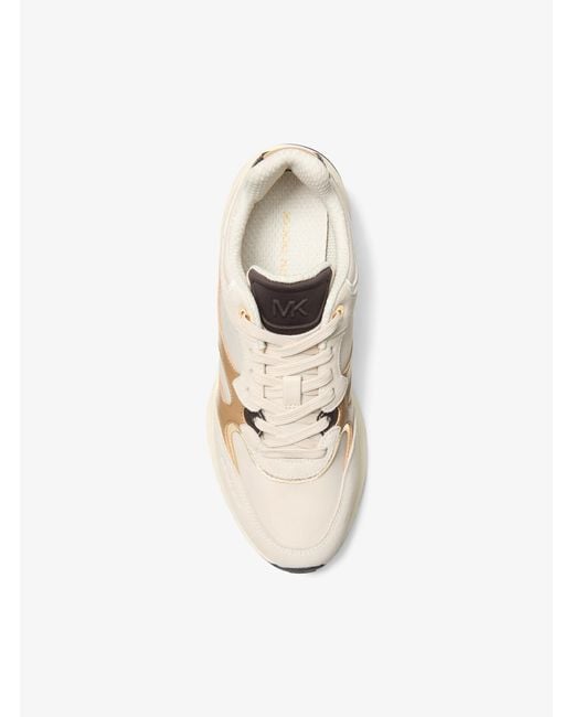 MICHAEL Michael Kors White Mk Riley Mixed-Media Trainer