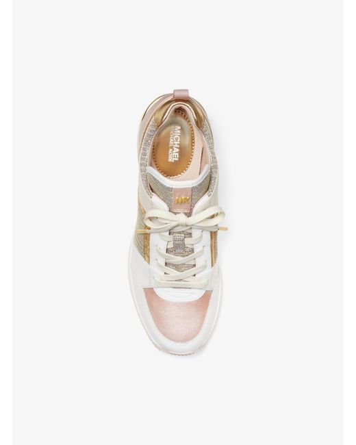 georgie leather and leopard glitter mesh trainer