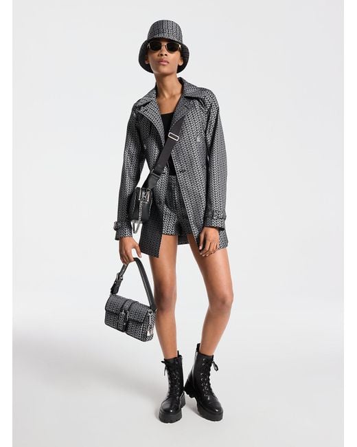 MICHAEL Michael Kors Mk2000 Logo Jacquard Trench Coat in White