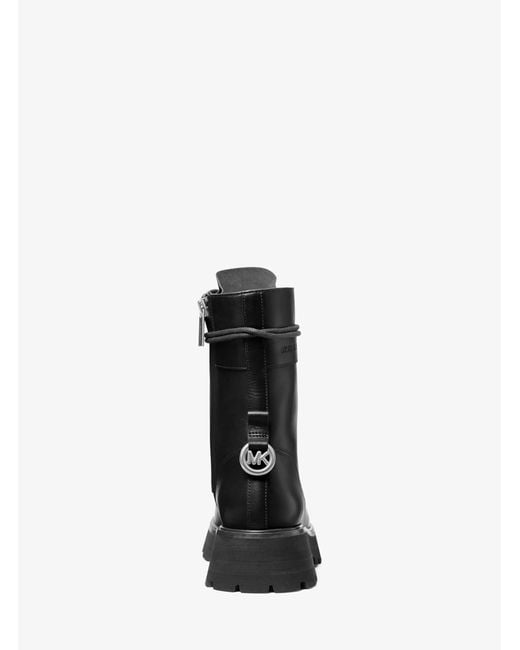 MICHAEL Michael Kors Black Caleb Leather Combat Boot
