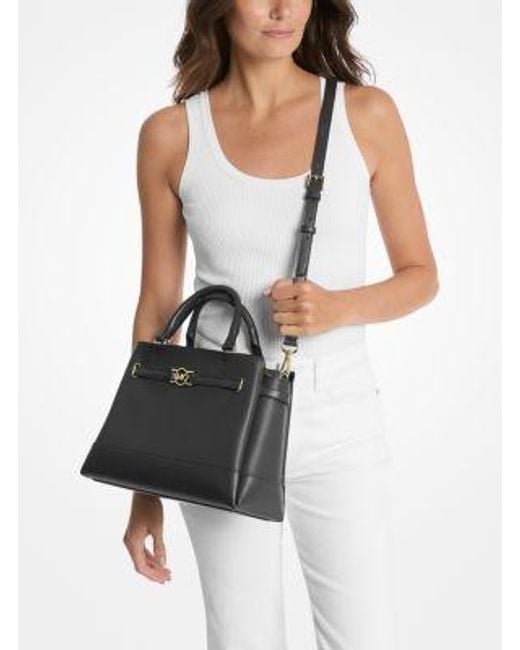 Michael Kors Black Reed Large Pebbled Leather Satchel