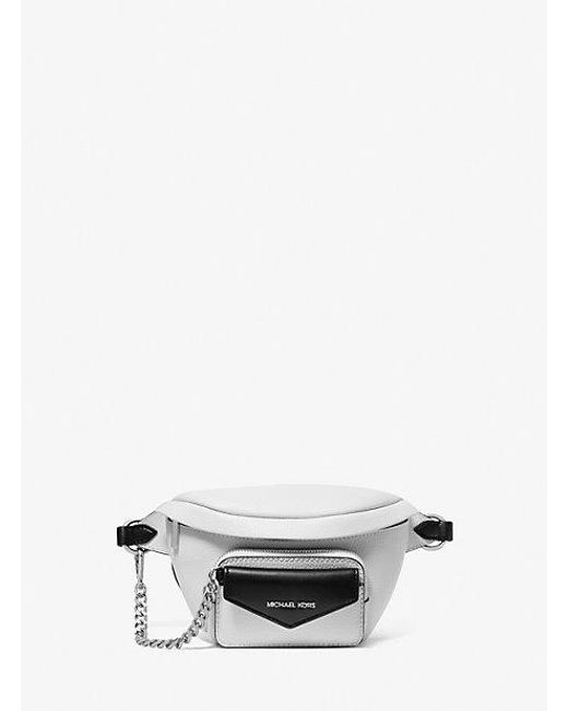 Michael Kors White Maisie Large Pebbled Leather 2-In-1 Sling Pack