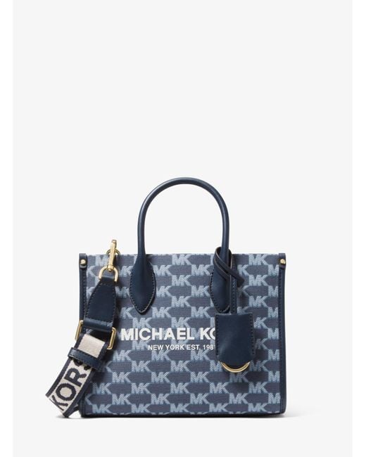 Michael Kors Canvas Mirella Small Logo Jacquard Crossbody Bag in Blue ...