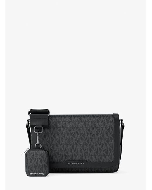 Michael Kors Gray Hudson Mini Signature Logo Crossbody Bag With Airpod Case For Apple Airpods Pro for men