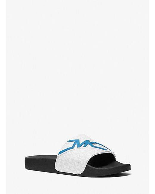 Michael Kors White Dawson Logo Slide Sandal for men