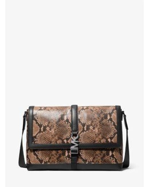 Michael Kors Gray Cyrus Medium Snake Embossed Messenger Bag for men