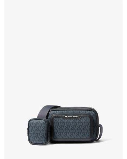Michael Kors Blue Cooper Signature Logo Camera Crossbody Bag With Pouch for men