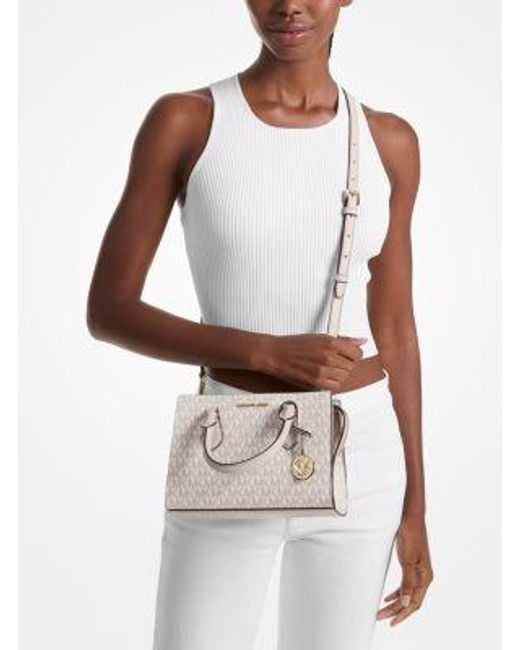 Michael Kors Natural Sheila Small Signature Logo Satchel