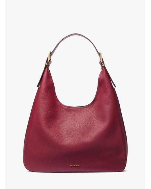 MICHAEL Michael Kors Red Mk Nolita Large Pebbled Leather Hobo Shoulder Bag