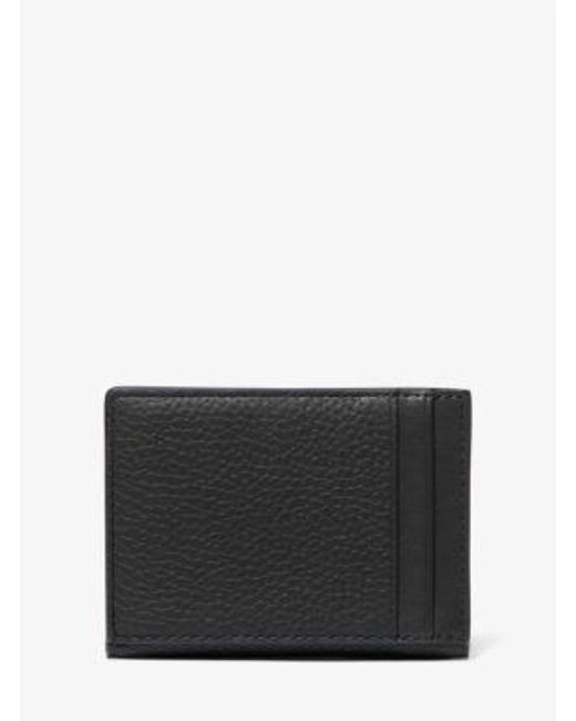 Michael Kors White Mk Hudson Pebbled Leather Bifold Wallet for men