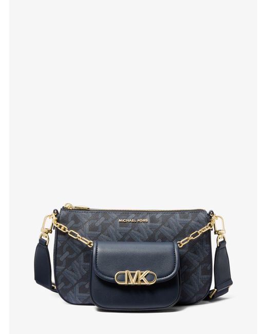 Michael Kors Gray Parker Large Empire Signature Logo 2-in-1 Crossbody Bag