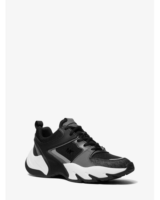 Michael Kors White Mk Chase Mixed-Media Trainer for men