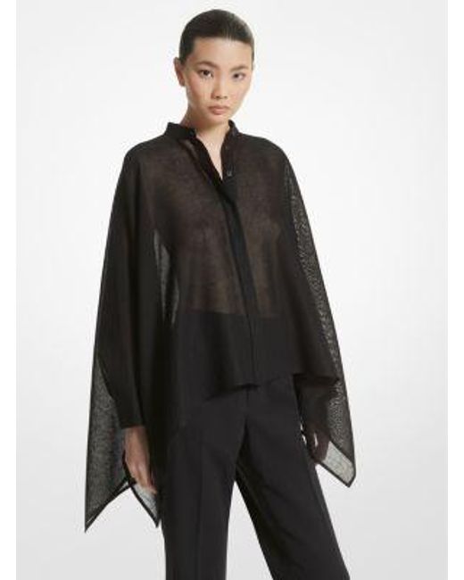 Michael Kors Black Mk Garza Crepe Draped Hem Shirt