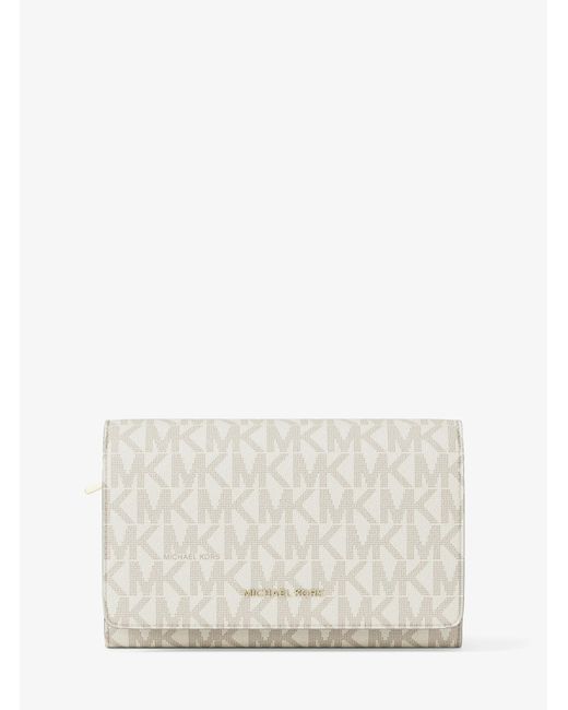MICHAEL Michael Kors White Mk Jet Set Large Signature Logo Wallet