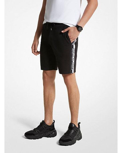 Michael Kors Black Logo Tape Cotton Blend Shorts for men