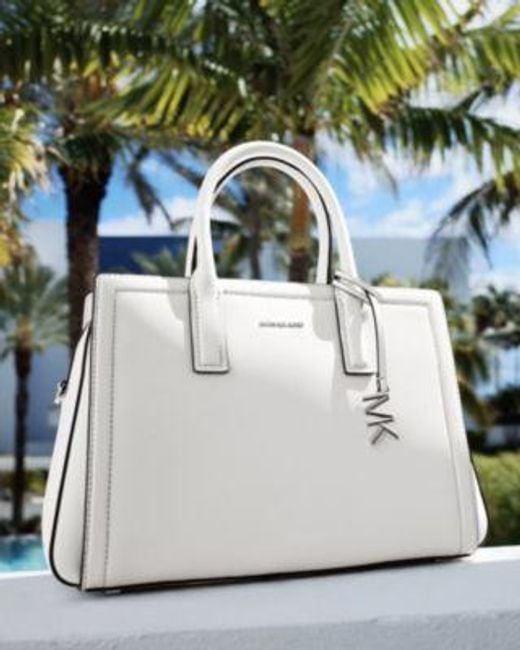 Michael Kors White Laila Medium Leather Satchel