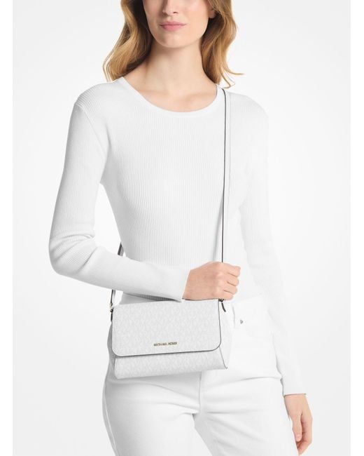 Michael Kors White Medium Logo Convertible Crossbody Bag