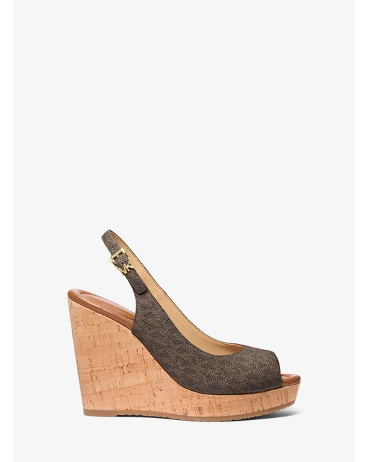 MICHAEL Michael Kors Natural Mk Rosie Signature Logo Wedge Sandal