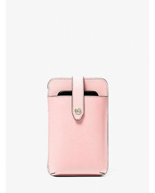 Michael Kors Pink Saffiano Leather Smartphone Crossbody Bag