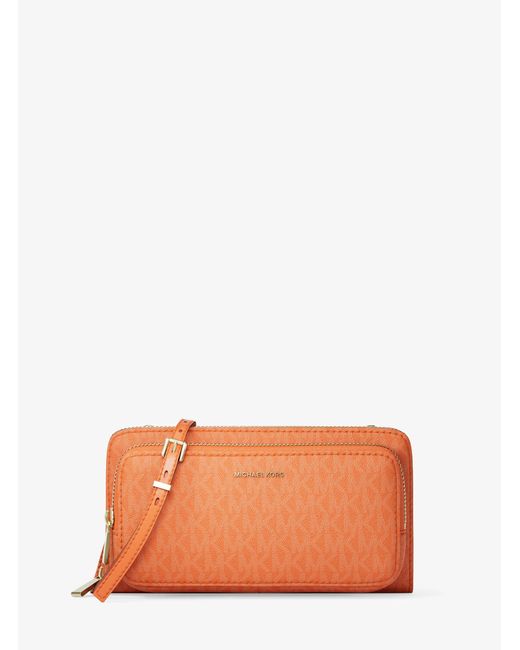 MICHAEL Michael Kors Orange Mk Jet Set Large Signature Logo Continental Crossbody Bag