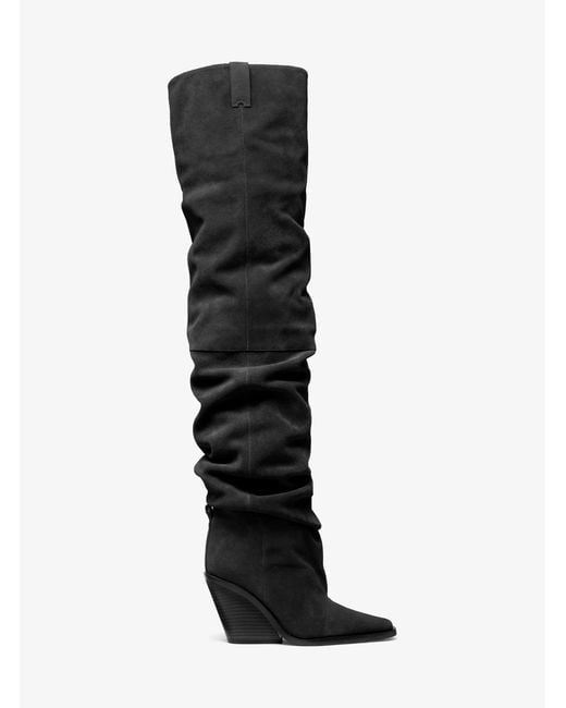 MICHAEL Michael Kors Black Noemie Suede Over-The-Knee Boot