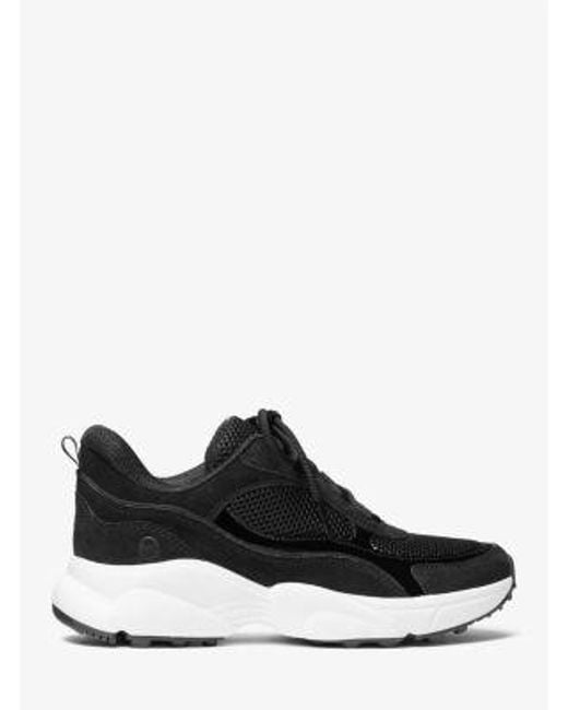 Michael Kors White Katrina Suede And Mesh Trainer