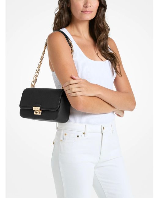 MICHAEL Michael Kors Black Mk Tribeca Large Pebbled Leather Shoulder Bag