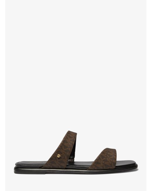 MICHAEL Michael Kors Black Mk Jaida Signature Logo Flat Sandal
