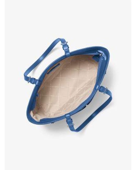 Michael Kors Blue Jet Set Medium Pocket Tote Bag