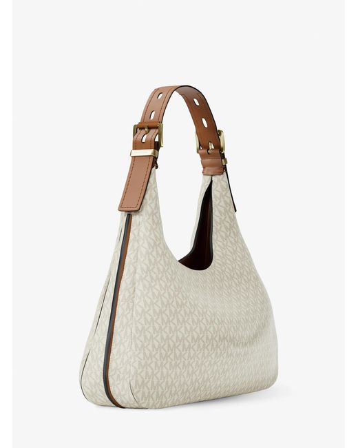 MICHAEL Michael Kors Natural Nolita Large Signature Logo Hobo Shoulder Bag