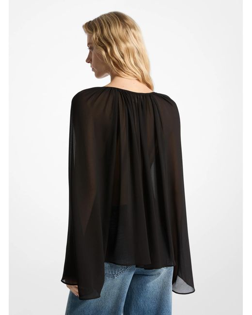MICHAEL Michael Kors Black Mk Georgette V-Neck Blouse
