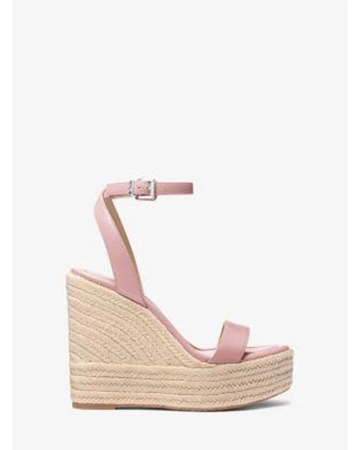 Michael Kors Pink Leighton Leather Wedge Sandal