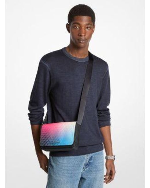 Michael Kors Blue Cooper Small Ombré Signature Logo Crossbody Bag With Pouch for men