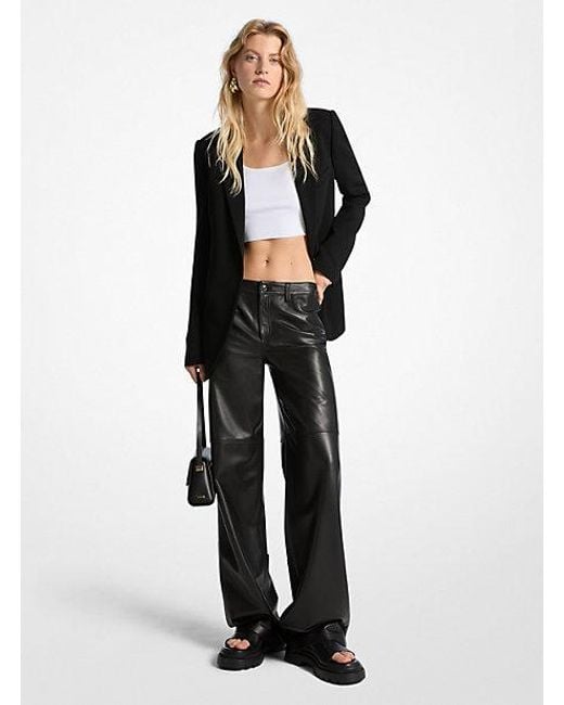 MICHAEL Michael Kors White Mk Leather Trousers