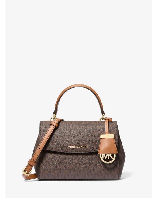 MICHAEL Michael Kors Brown Mk Ava Extra-Small Signature Logo Crossbody Bag