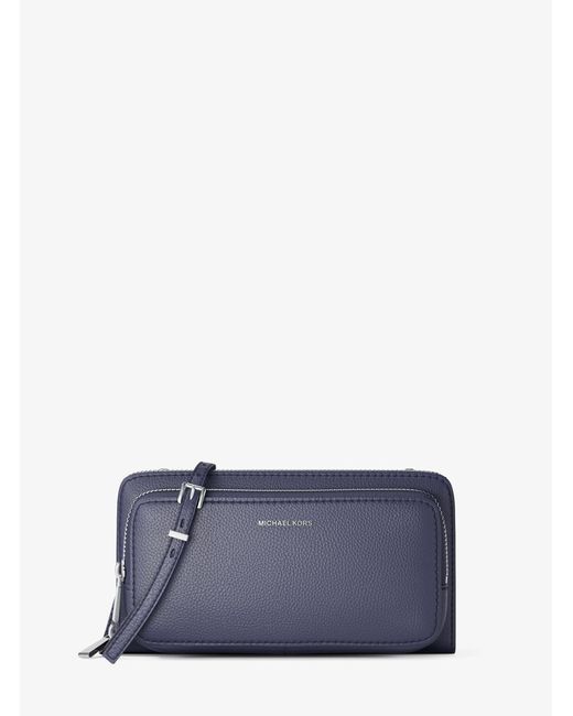 MICHAEL Michael Kors Blue Mk Jet Set Large Pebbled Leather Crossbody Bag