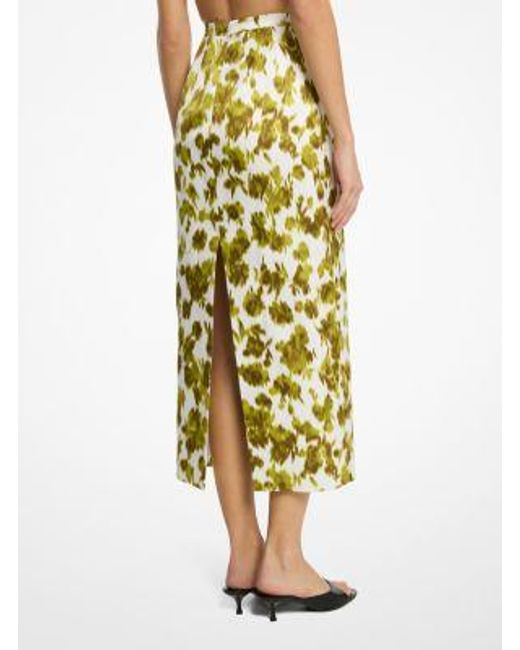 Michael Kors Metallic Mk Floral Chiné Satin Duchesse Skirt