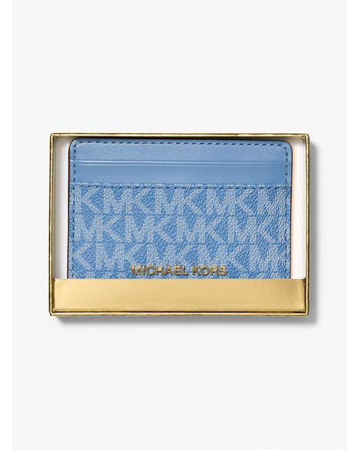 Mk Porta Carte Di Credito Jet Set Con Logo di MICHAEL Michael Kors in Blue