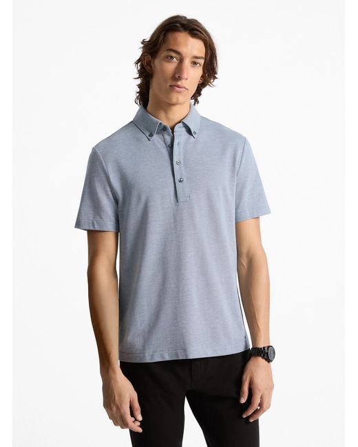 Michael Kors Blue Mk Cotton Blend Piqué Oxford Shirt for men