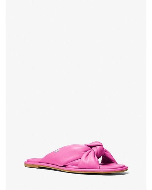 Michael Kors Pink Elena Leather Slide Sandal