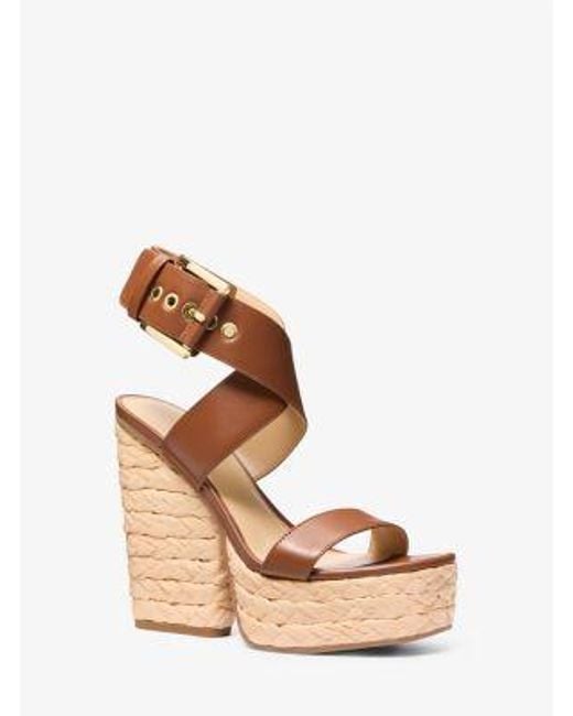 Michael Kors Natural Rhoda Leather Platform Sandal