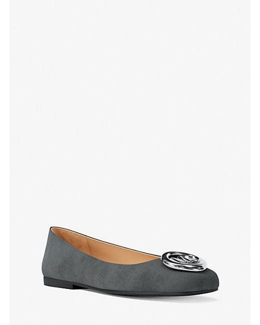 Michael Kors White Mk Milan Suede Ballet Flat
