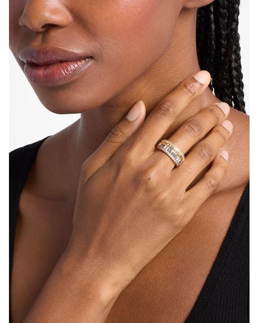 Michael Kors White Pavé Two-Tone Fluted Ring