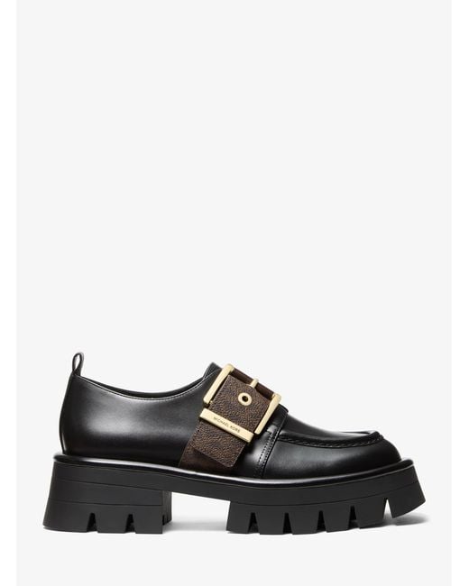 MICHAEL Michael Kors Black Mk Colby Signature Logo Trim And Leather Loafer