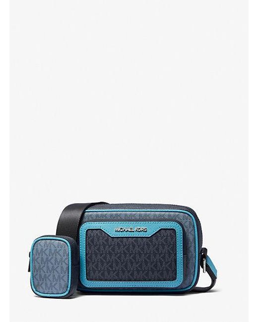 Michael Kors Blue Cooper Color-block Signature Logo Camera Bag for men