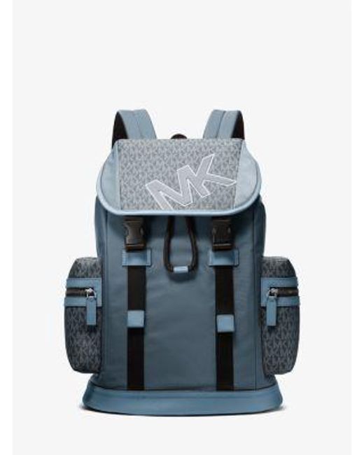 Michael Kors Blue Cooper Signature Logo And Nylon Backpack for men